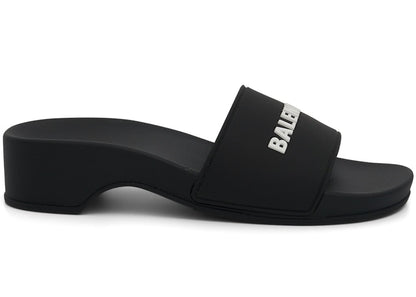 Balenciaga Logo Pool Clog Slide Black White (Women's)