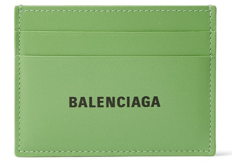 Balenciaga Logo-Print Cardholder (4 Card Slot) Full Grain Leather Green