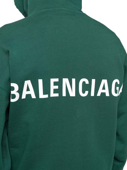Balenciaga Logo Print Hoodie Green/White