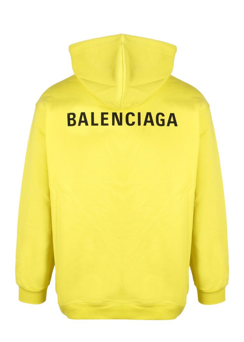 Balenciaga Logo Print Hoodie Yellow