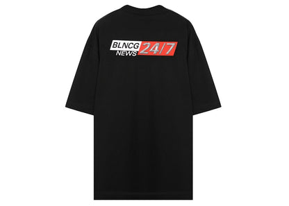 Balenciaga Logo-Print Oversize T-shirt Black