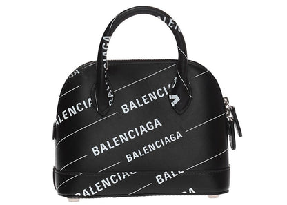 Balenciaga Logo Print Ville Shoulder Bag XXS Black