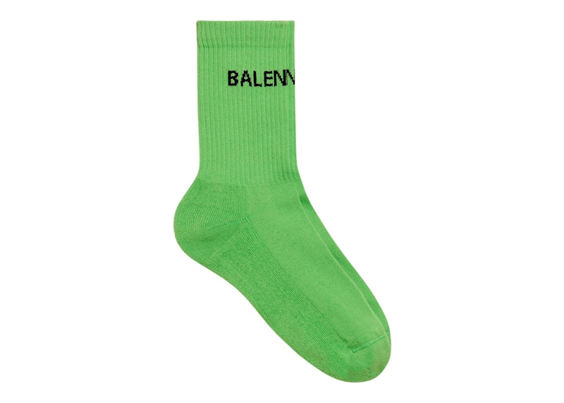 Balenciaga Logo Socks Neon Green/Black