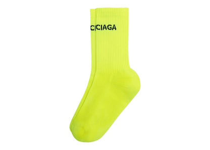 Balenciaga Logo Socks Neon Yellow/Black