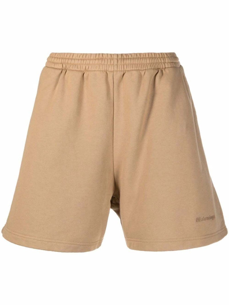 Balenciaga Logo Sweat Shorts Camel