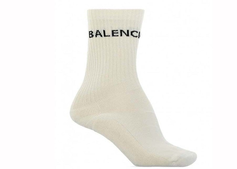 Balenciaga Logo Tennis Socks Cream