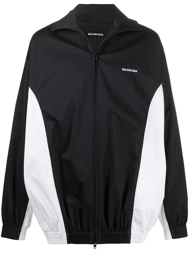 Balenciaga Logo Zip Up Windbreaker Jacket Black/White