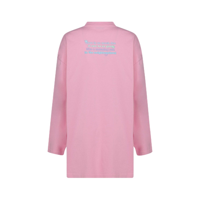 Balenciaga Love Bear Womens Oversized L/S T-Shirt Pink
