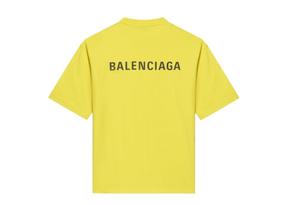 Balenciaga Medium Fit Vintage Logo Print T-Shirt Yellow