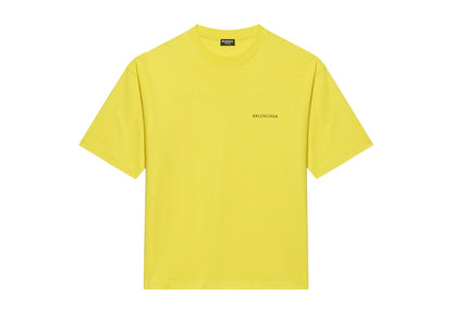 Balenciaga Medium Fit Vintage Logo Print T-Shirt Yellow