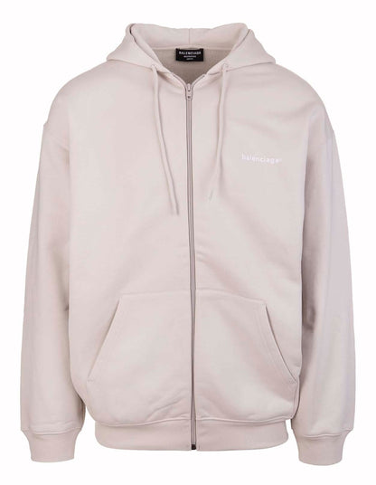Balenciaga Medium Fit Zip Hoodie Light Beige