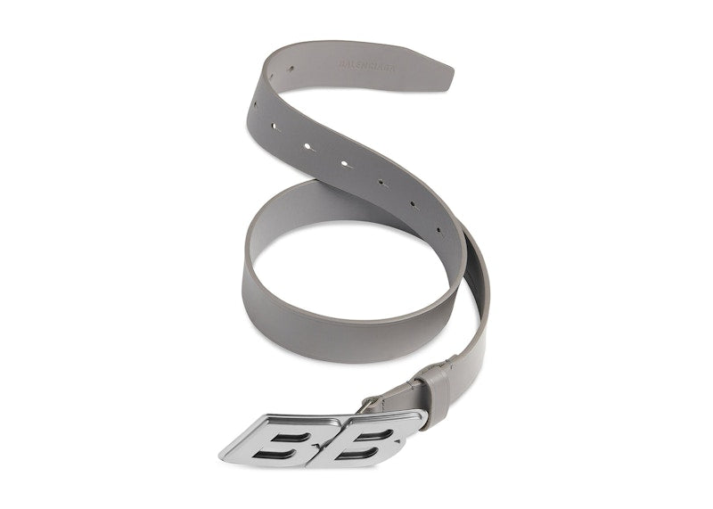 Balenciaga Men's Moto Logo Belt Dark Grey