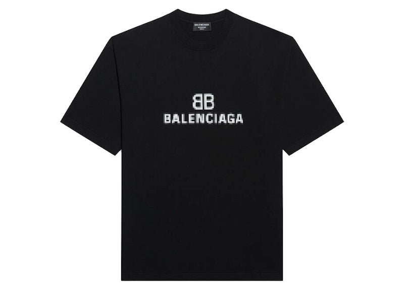 Balenciaga Mens BB Pixel Medium Fit T-shirt Black