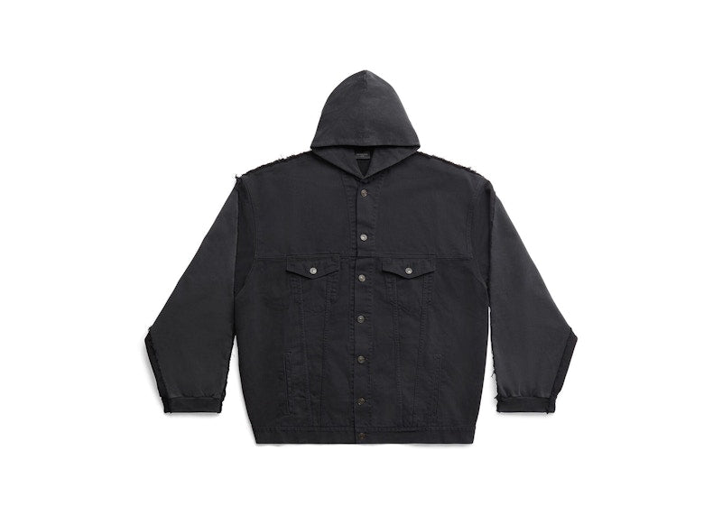 Balenciaga Men's Balenciaga Paris Hybrid Hooded Jacket Black
