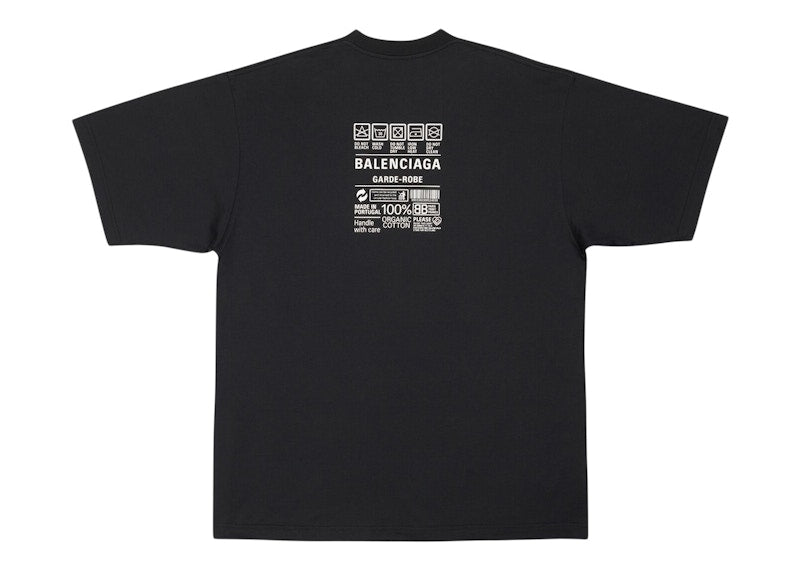 Balenciaga Men's Care Label Medium Fit T-Shirt Black