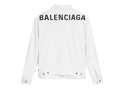 Balenciaga Men's Embroidered Logo Japanese denim Jacket White/Black