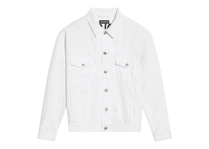 Balenciaga Men's Embroidered Logo Japanese denim Jacket White/Black