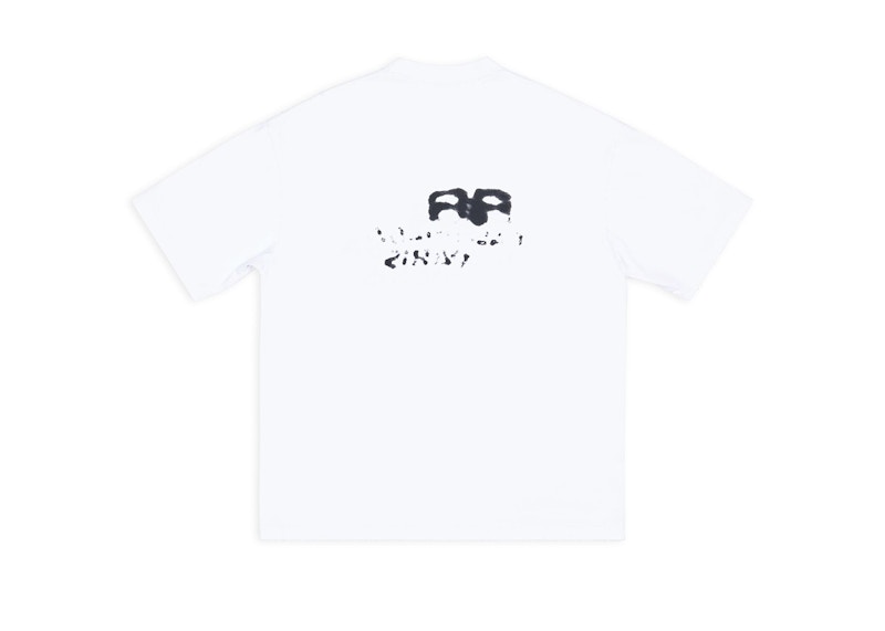 Balenciaga Men's Hand Drawn BB Icon Medium Fit Vintage T-Shirt White/Black