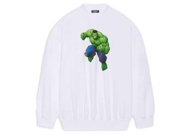 Balenciaga Mens Hulk 2021 MARVEL Crewneck White