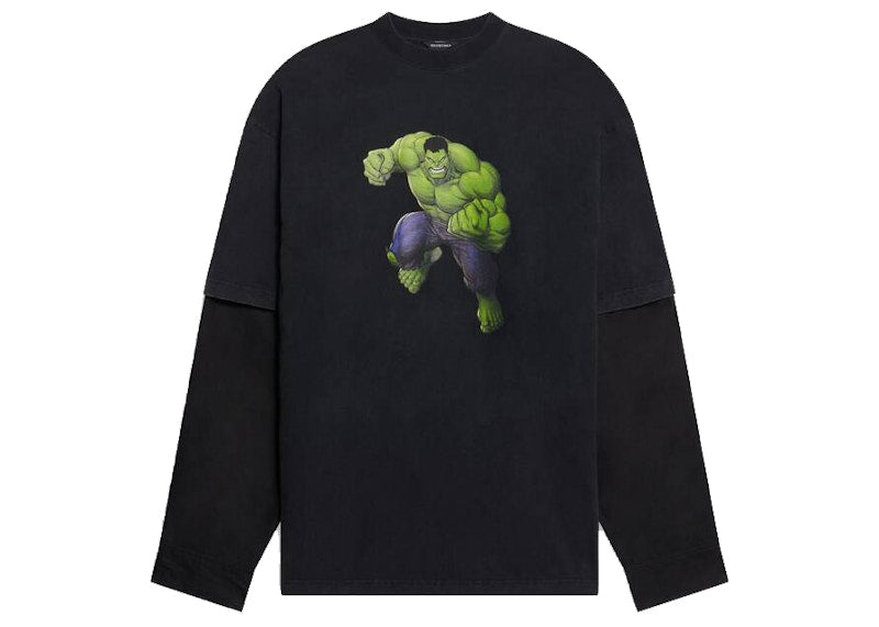 Balenciaga Mens Hulk 2021 MARVEL Layered T-shirt Black