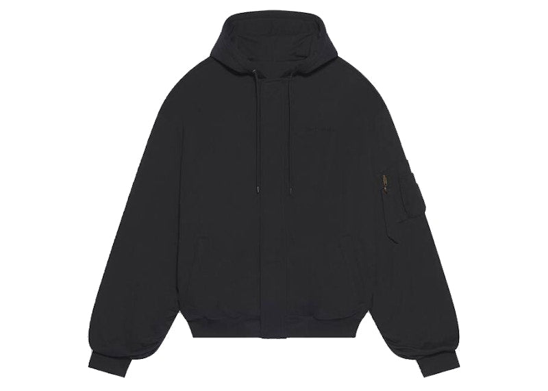 Balenciaga Mens Hulk 2021 MARVEL Padded Bomber Hoodie Black
