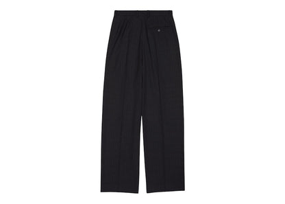 Balenciaga Men's Large Fit Tailored Pinstripe Tailoring Twill Pants Black