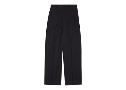 Balenciaga Men's Large Fit Tailored Pinstripe Tailoring Twill Pants Black