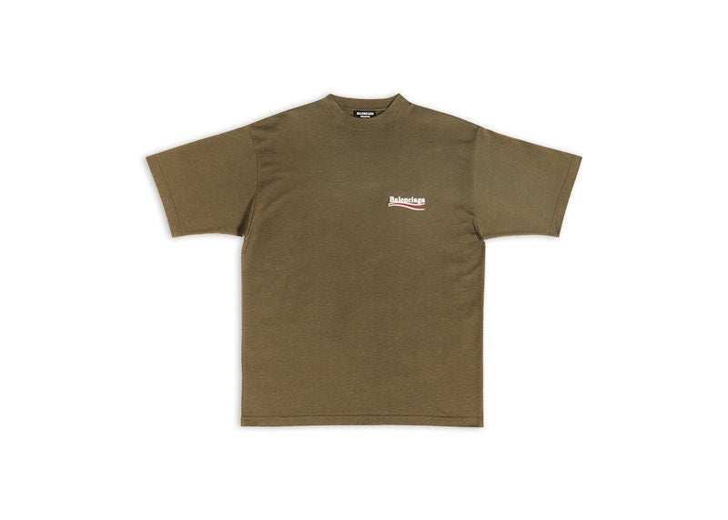Balenciaga Men's Political Campaign Large Fit T-shirt Kaki