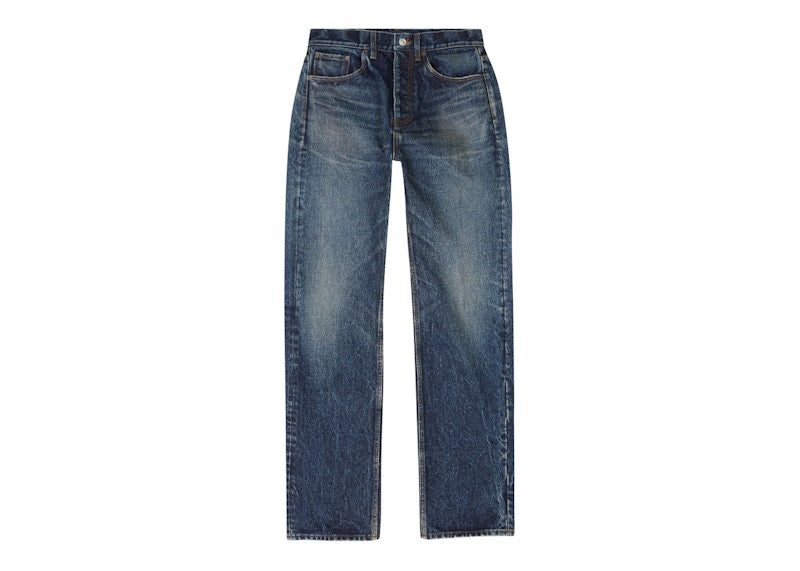 Balenciaga Men's Relaxed Selvedge Heavy Denim Large Fit Jeans Navy Blue