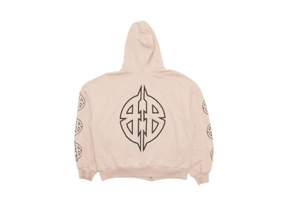 Balenciaga Metal BB Stencil Zip Up Hoodie Beige