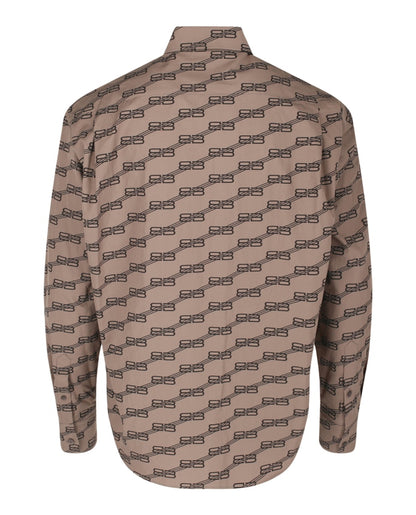 Balenciaga Monogram Long Sleeve Shirt Beige