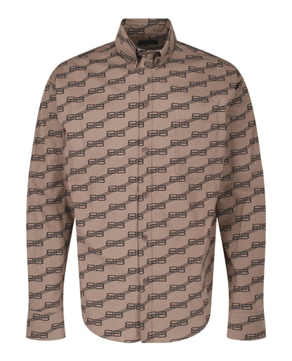 Balenciaga Monogram Long Sleeve Shirt Beige