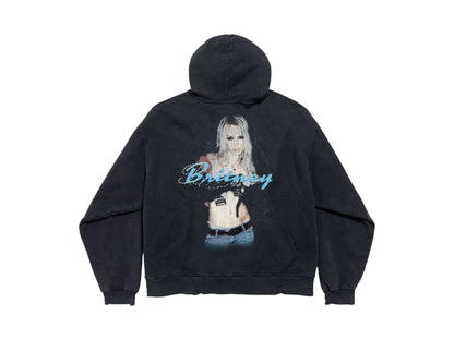 Balenciaga Music Britney Spears Series Oversized Zip-Up Hoodie Faded Black/Blue