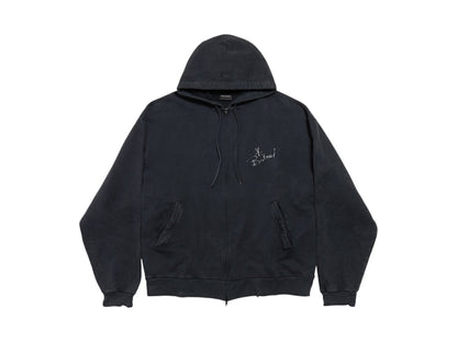 Balenciaga Music Britney Spears Series Oversized Zip-Up Hoodie Faded Black/Blue