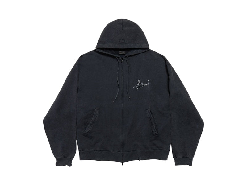 Balenciaga Music Britney Spears Series Oversized Zip-Up Hoodie Faded Black/Blue