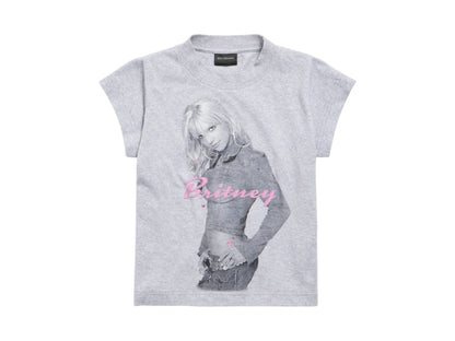 Balenciaga Music Britney Spears Series Shrunk T-shirt Light Grey/Pink