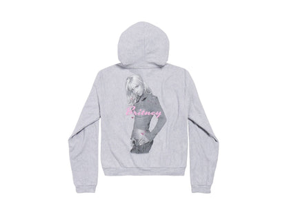 Balenciaga Music Britney Spears Series Zip-Up Hoodie Regular Fit Light Grey/Pink