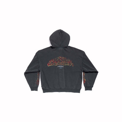 Balenciaga Offshore Zip-Up Hoodie Medium Fit Black Faded
