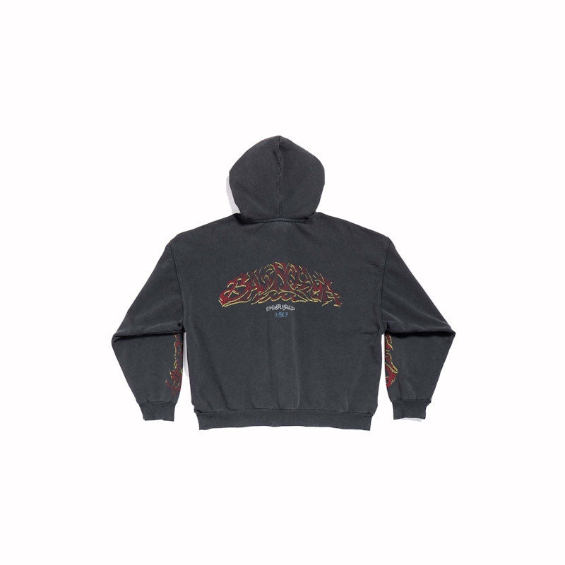 Balenciaga Offshore Zip-Up Hoodie Medium Fit Black Faded