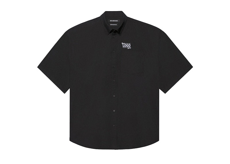 Balenciaga One Size Your Logo Here Short Sleeve Shirt Black