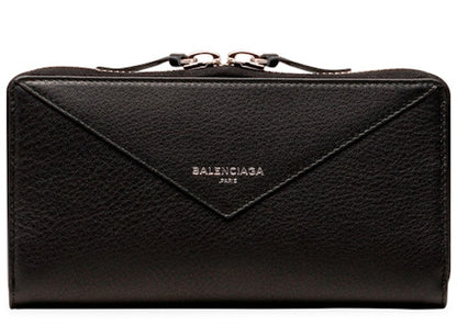 Balenciaga Papier Continental Zip Around Silver-tone Black