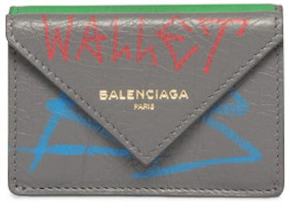 Balenciaga Papier Wallet Graffiti Mini Beige/Red