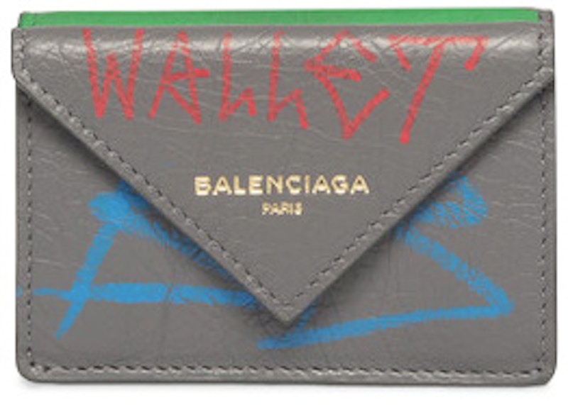 Balenciaga Papier Wallet Graffiti Mini Beige/Red
