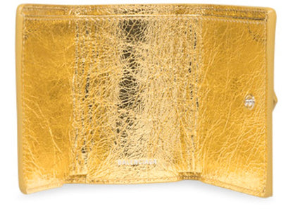 Balenciaga Papier Wallet Metallic Effect Mini Gold