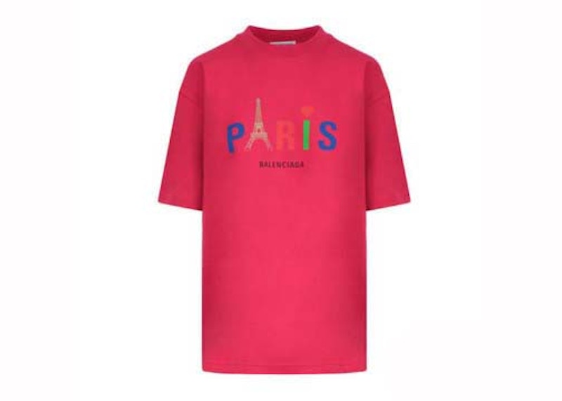 Balenciaga Paris Print Logo T-Shirt Pink/Red