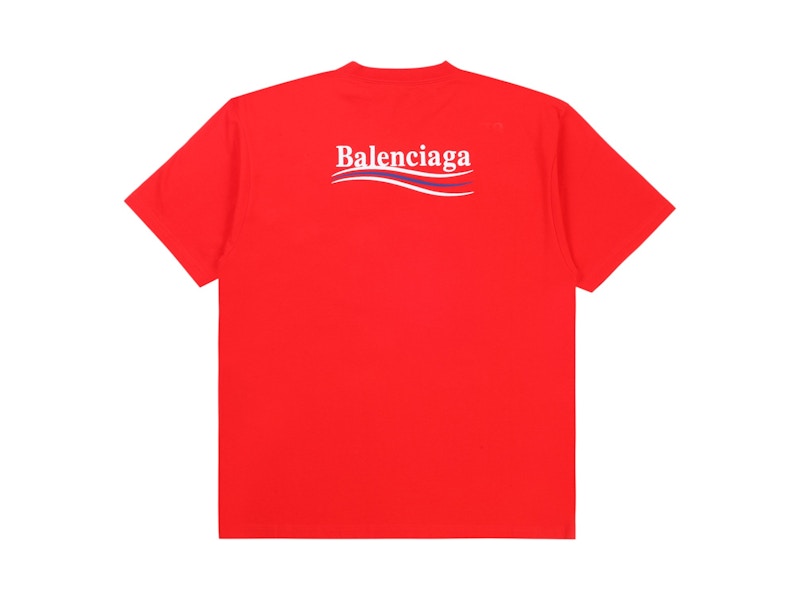 Balenciaga Political Campaign Embroidered Logo Tee Red