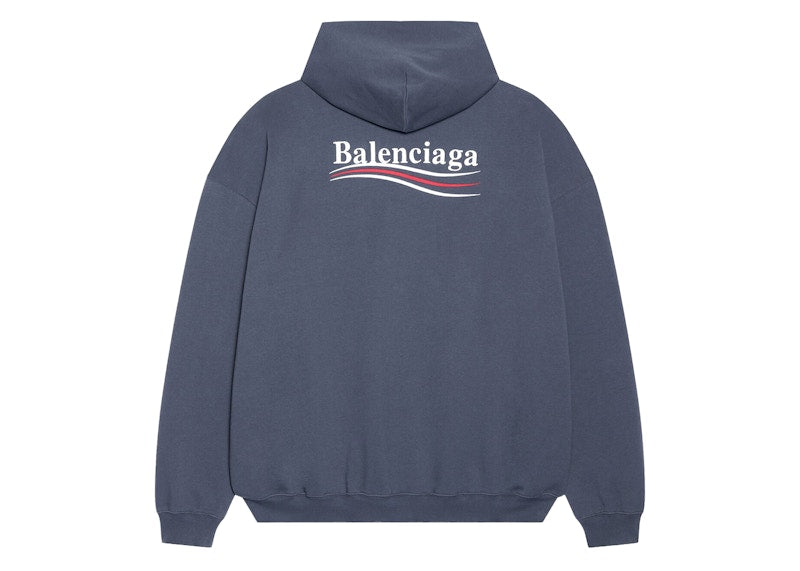 Balenciaga Political Campaign Large Fit Hoodie Dark Grey/White