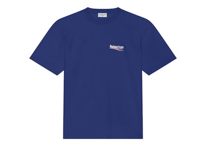 Balenciaga Political Campaign Large Fit T-Shirt Pacific Blue/White