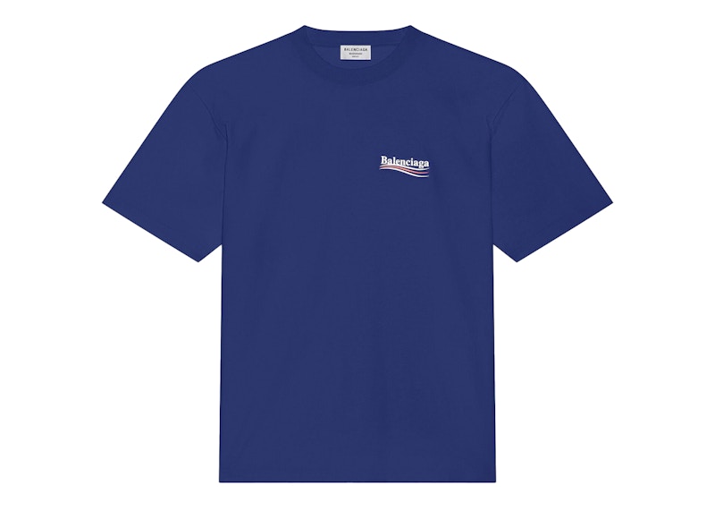 Balenciaga Political Campaign Large Fit T-Shirt Pacific Blue/White