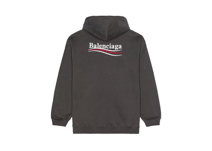 Balenciaga Political Campaign Medium Fit Hoodie Dark Grey/White